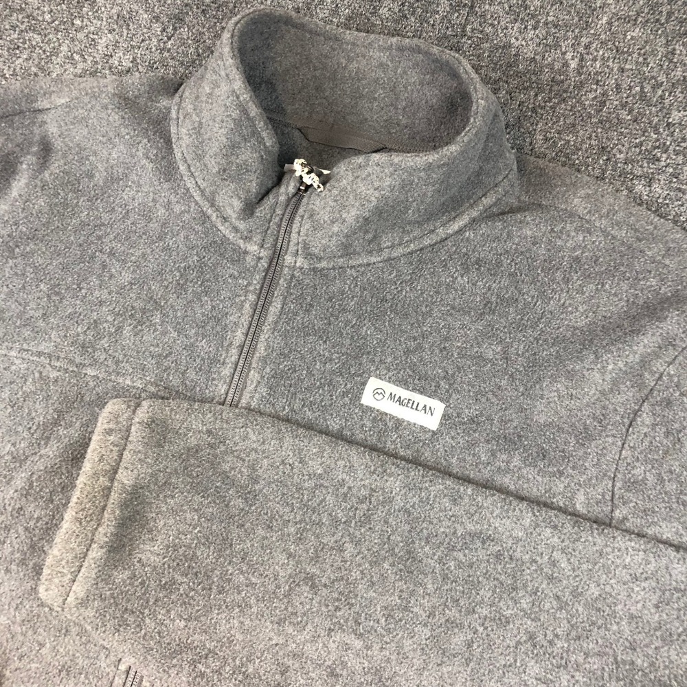 Magellan Outdoors Mens 2XL Gray Fleece Full Zip Jacket Outdoor Warm Soft